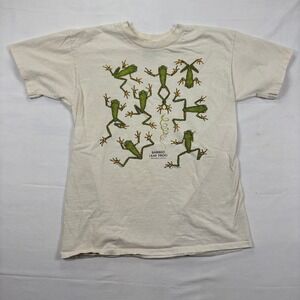 Barred Leaf Frog Nature Graphic Shirt Large Single Stitch Cream Made in USA
